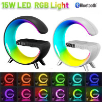 4 In 1 Bluetooth Speaker 10W Multifunctional Wireless Charger LED Atmosphere RGB Night Light Alarm Clock