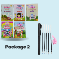 5 PCS Set Magic Practice Book For Kids  -with  Handwriting Drawing & Arabic 4 Book,1 Pen, 5 sis and a gripper