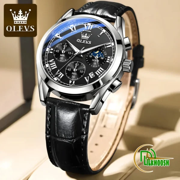 Olevs 2872 Leather Quartz Fashion Watch - Image 2