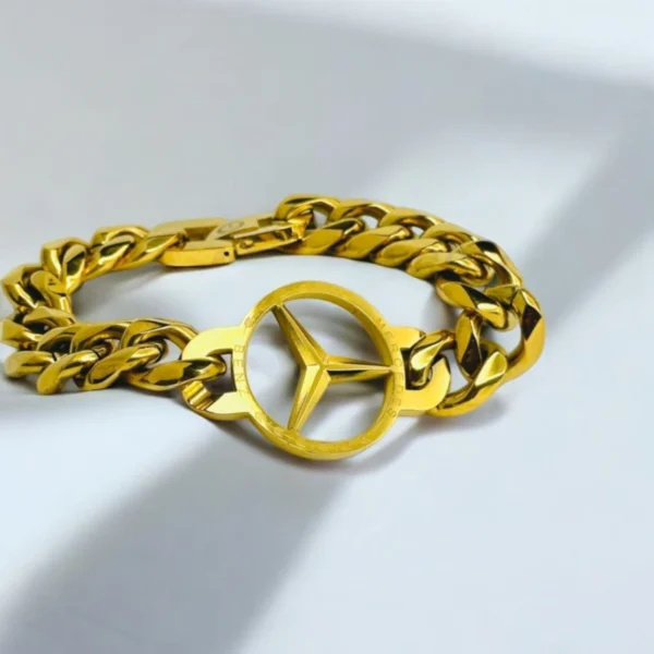 Mercedes Stainless Steel Men’s Bracelet- Golden