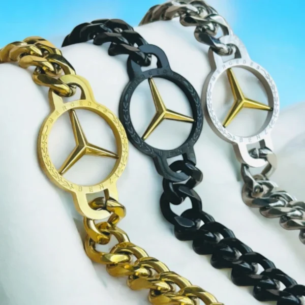 Mercedes Stainless Steel Men’s Bracelet- Silver - Image 3