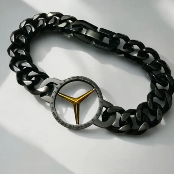 Mercedes Stainless Steel Men’s Bracelet- Black - Image 2