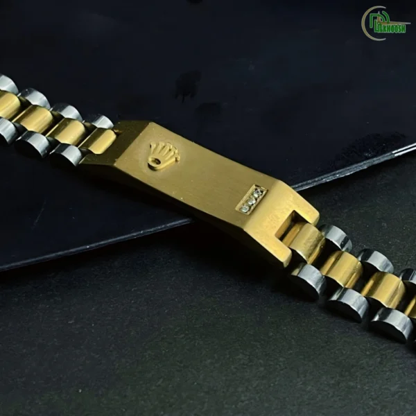 Original Rolex Crown Design Stylish Men's Stainless Steel Bracelet (Gold-Silver) - Image 2