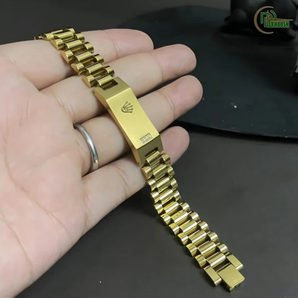 Original Rolex Crown Design Stylish Men's Stainless Steel Bracelet (Gold) - Image 2