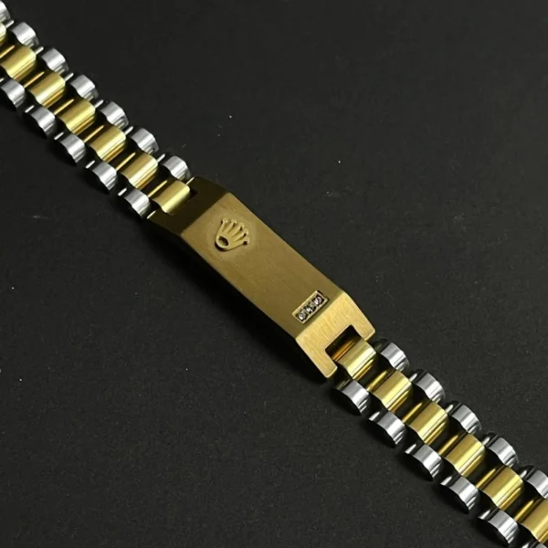 Original Rolex Crown Design Stylish Men's Stainless Steel Bracelet (Gold-Silver) - Image 5