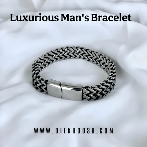 Luxurious Men’s Stainless Steel Bracelet- Silver