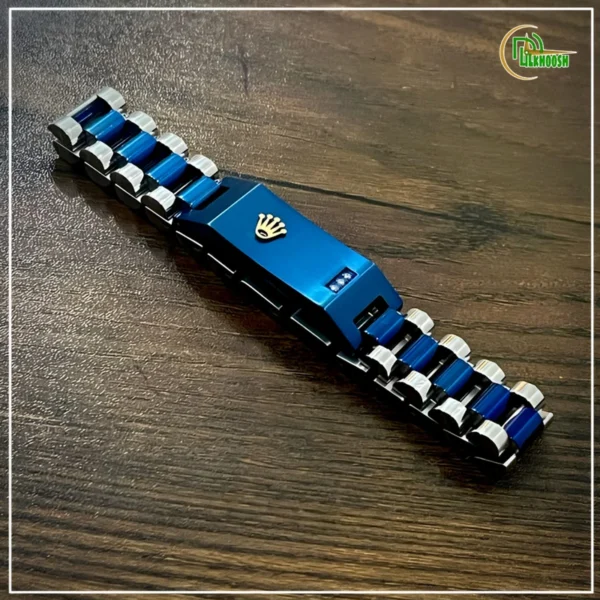 Original Rolex Crown Design Stylish Men's Stainless Steel Bracelet (Blue)