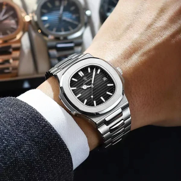 Poedagar 613 Luxury Stainless Steel Strap Watch(Black Dial) - Image 4