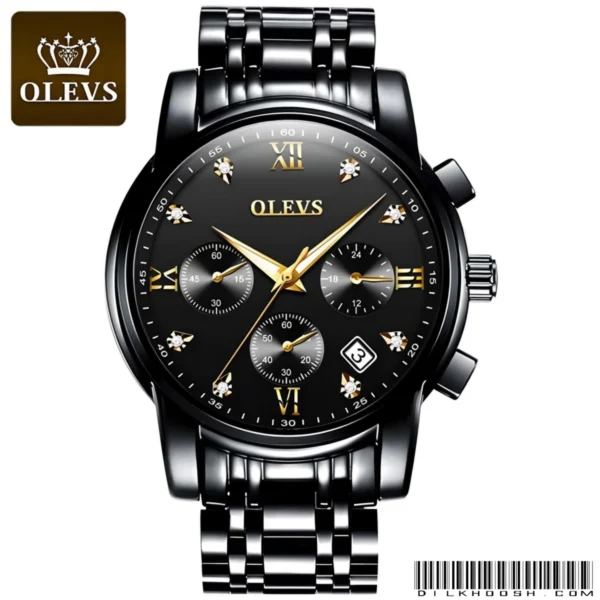 OLEVS 2858 Men Quartz Watch (Full Black) - Image 3