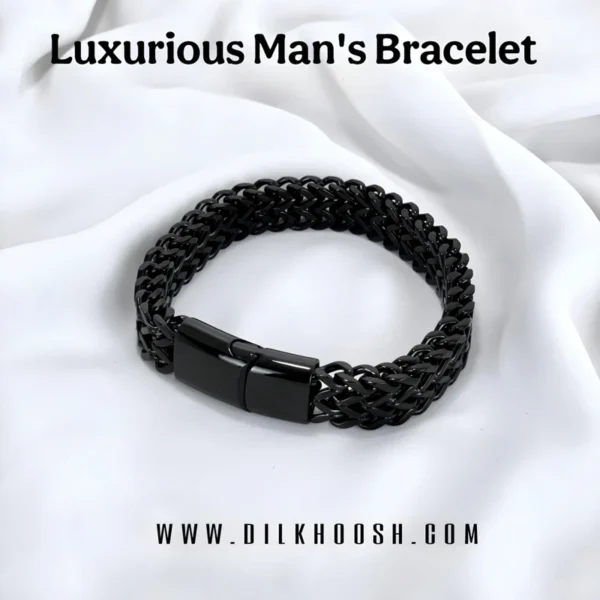 Luxurious Men’s Stainless Steel Bracelet- Black