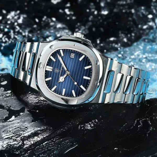 Poedagar 613 Luxury Stainless Steel Strap Watch(Blue Dial) - Image 3