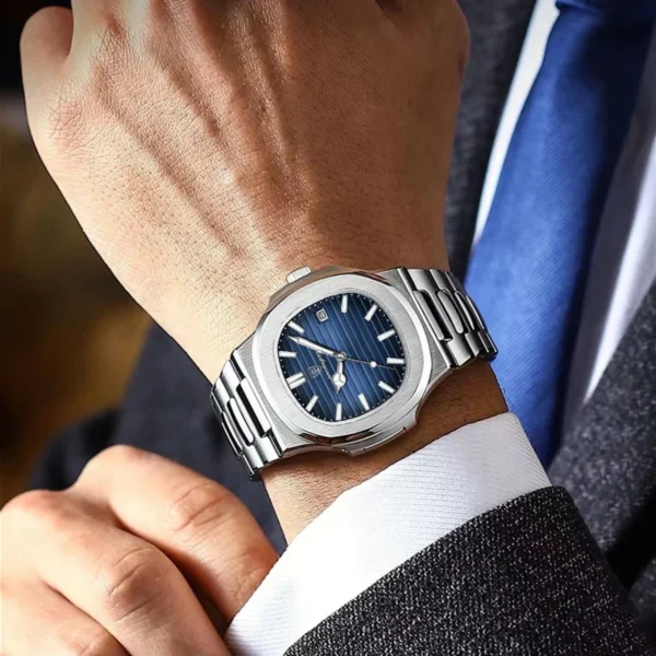 Poedagar 613 Luxury Stainless Steel Strap Watch(Blue Dial) - Image 4