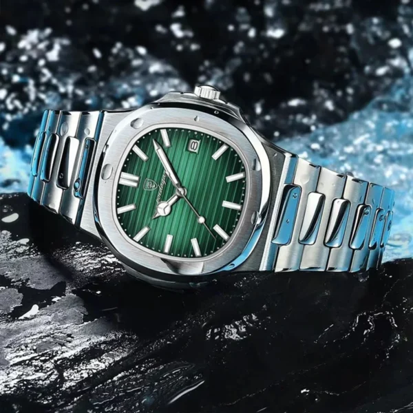 Poedagar 613 Luxury Stainless Steel Strap Watch(Green Dial) - Image 3