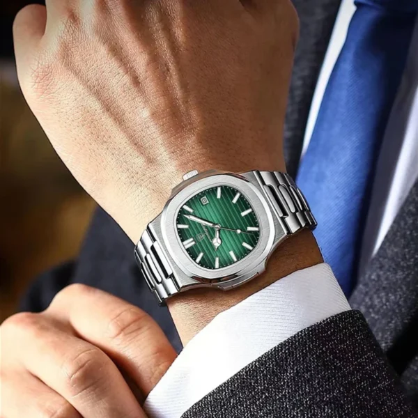 Poedagar 613 Luxury Stainless Steel Strap Watch(Green Dial) - Image 4