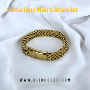 Luxurious Men’s Stainless Steel Bracelet- Golden